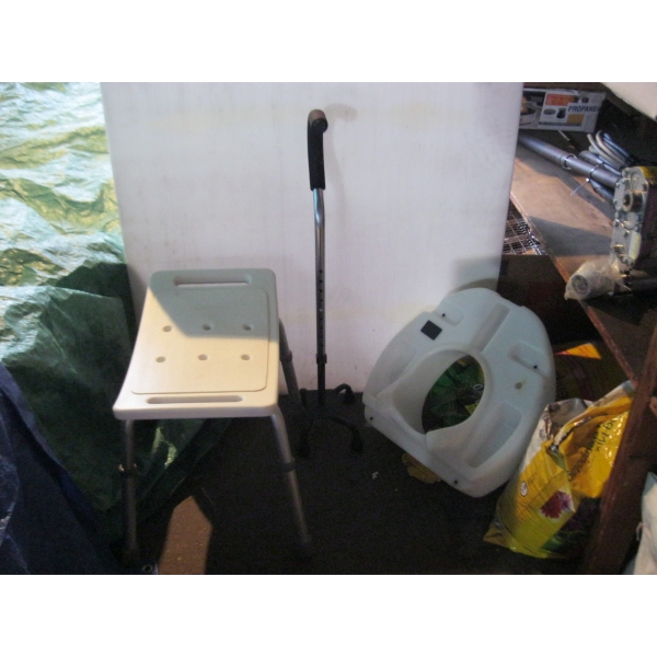 BATH SEAT, TOILET LIFT SEAT & CANE