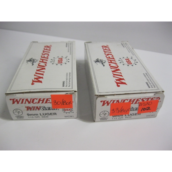 WINCHESTER 9MM LUGER 115GRS FMJ|2X50 CENTERFIRE CARTRIDGES
