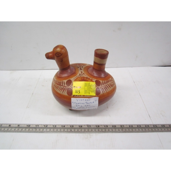MEXICAN TONALA FOLK-ART DUCK SHAPED WATER JUG 