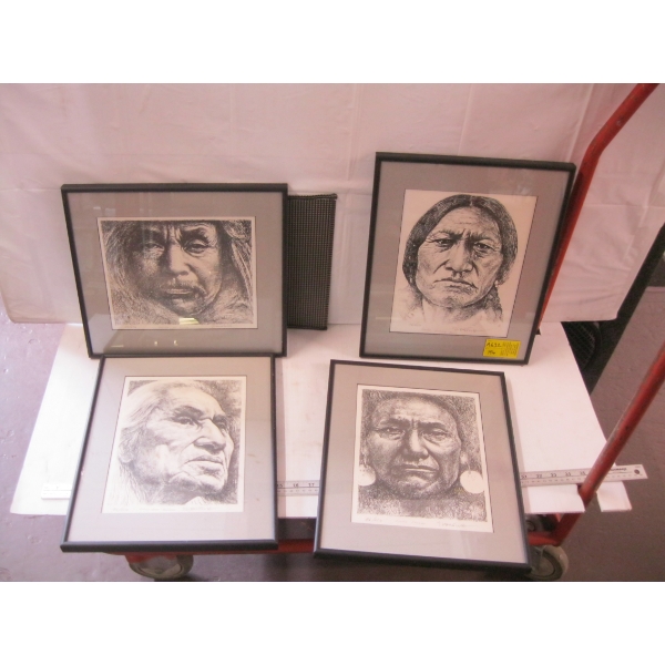 4 FRAMED PRINTS, NUMBERED, INDIGENOUS THEME