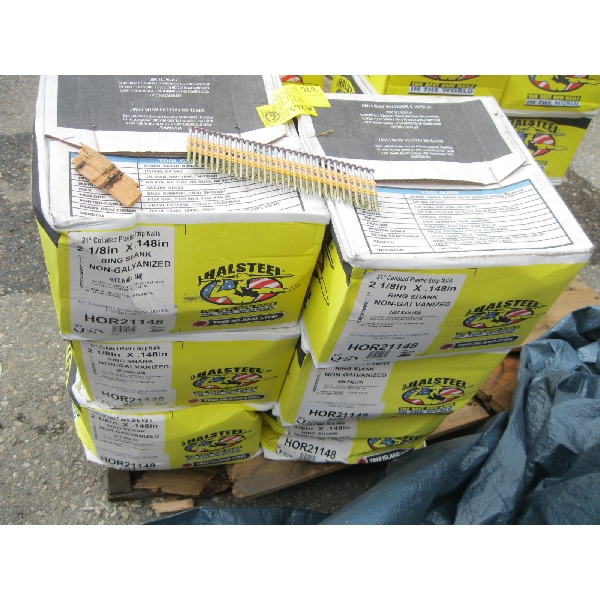 6 BOXES OF 21 DEGREE COLLATED PLASTIC STRIP NAILS, 2 1/8"