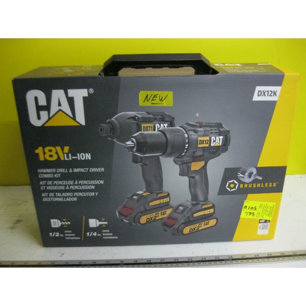 CAT 18V LITHIUM ION DRILL IMPACT GUN KIT