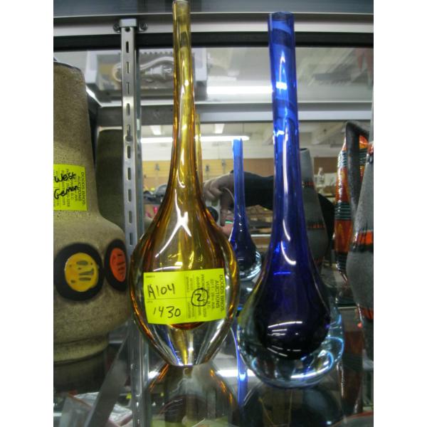 2 MURANO SOMMERSO TEARDROP VASES