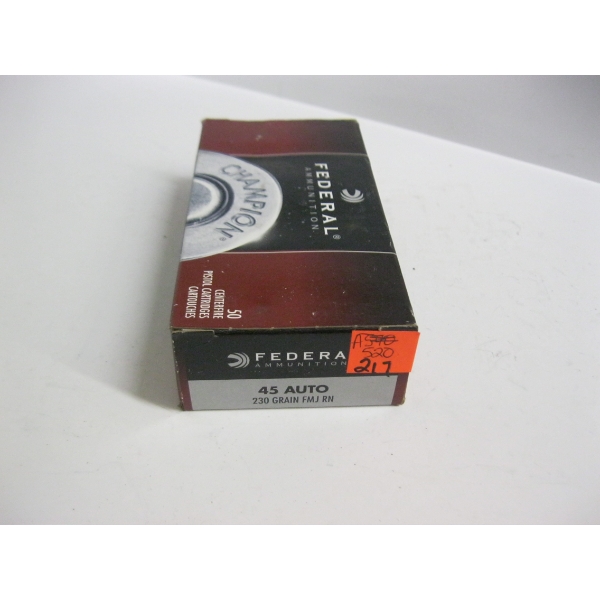 FEDERAL 45 AUTO 230GRS FMJ RN|1X50 CENTERFIRE CARTRIDGES