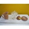 Image 1 : CHOCOLATE GLASS JUG & CHOCOLATE GLASS BUTTER DISH & LIDDED DISH