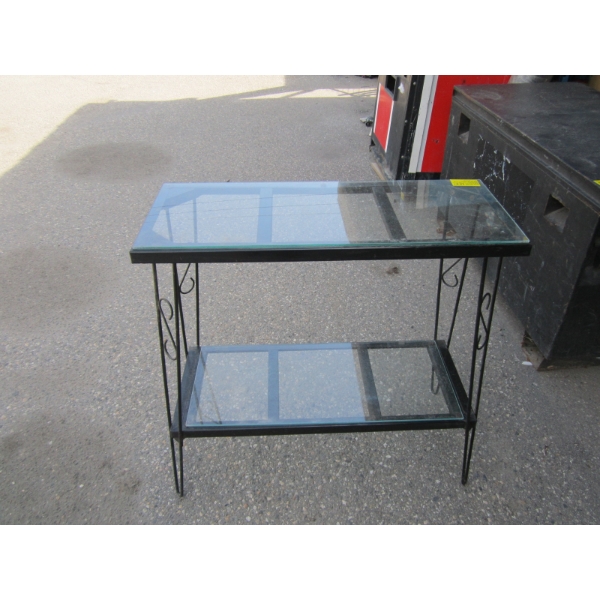 2 TIER METAL & GLASS PLANT STAND