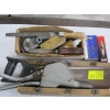 Image 1 : BACK SAW MITER BOX, RIVET GUN & BOX OF MISC: FILE, ETC.