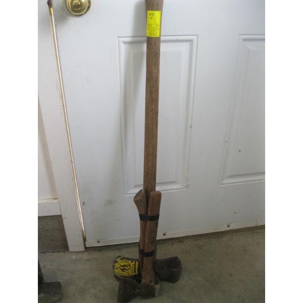 2 HATCHETS & A DOUBLE BLADED AXE
