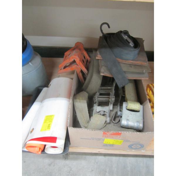 MISC. RATCHET TIE DOWN STRAPS, SIGNS, ETC.