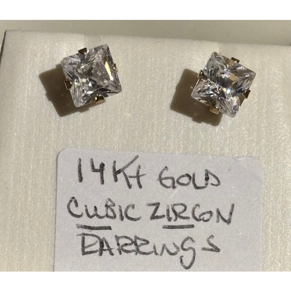 14KT GOLD CUBIC ZIRCON EARRINGS