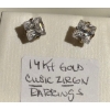 Image 1 : 14KT GOLD CUBIC ZIRCON EARRINGS