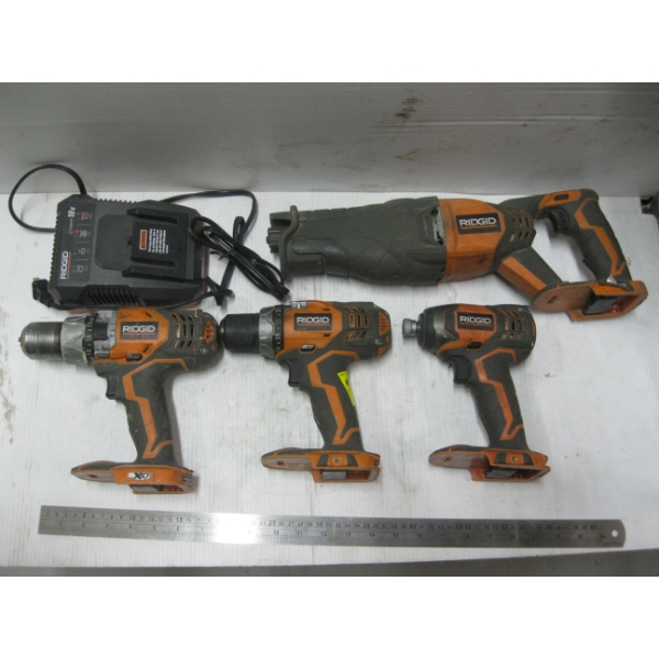 RIGID CORDLESS TOOL SET W/CHARGER NO BATTERIES