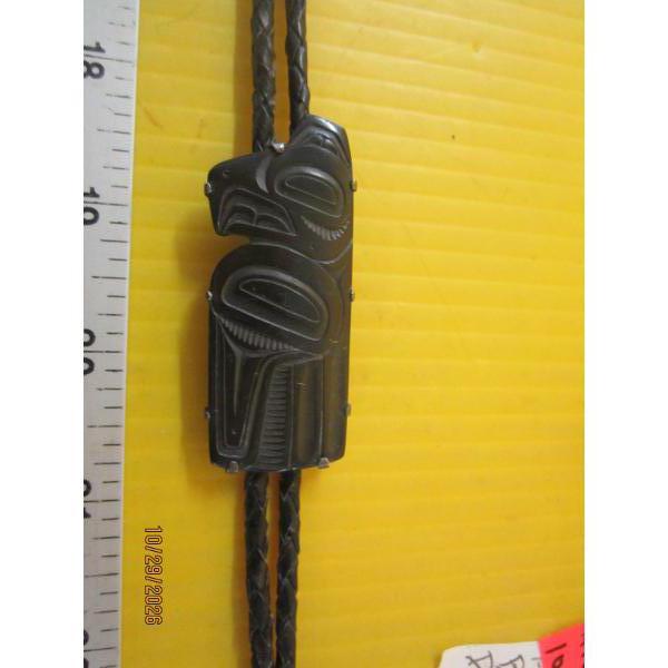 ARGILLITE BOLO TIE, SIGNED DENNY DIXON