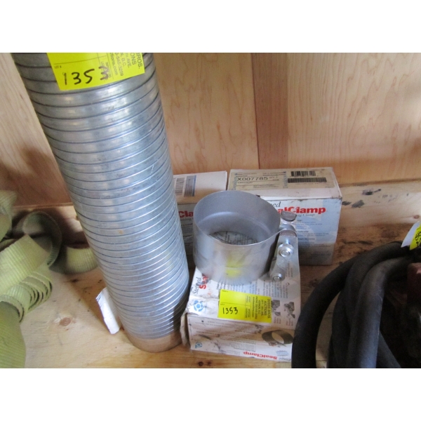 4 MUFFLER EXHAUST CLAMPS & SHORT PIECE OF FLEXI PIPE