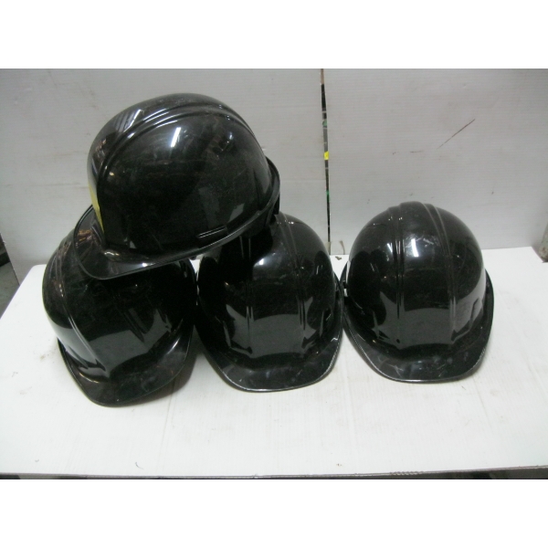 4 NEW BLACK HELMETS