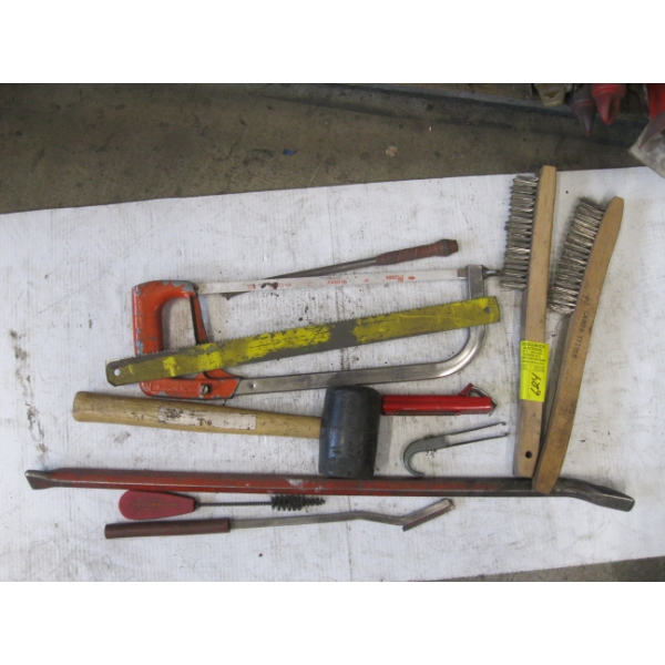 WIRE BRUSHES, CROWBAR, RUBBER MALLET, ETC.