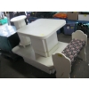 Image 1 : COFFEE TABLE, END TABLE, PADDED BENCH & WHITE PEDESTAL