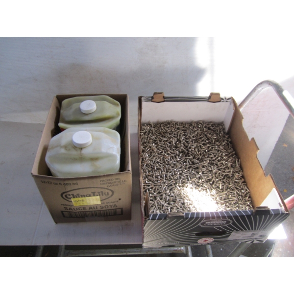 BOX OF SCREWS & 2 CONTAINERS OF HANDWASH