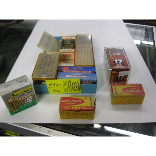 MISC. .22 CALIBER & 1 BOX OF 17HMR BALLISTICS 20GR XTP (50 ROUNDS)