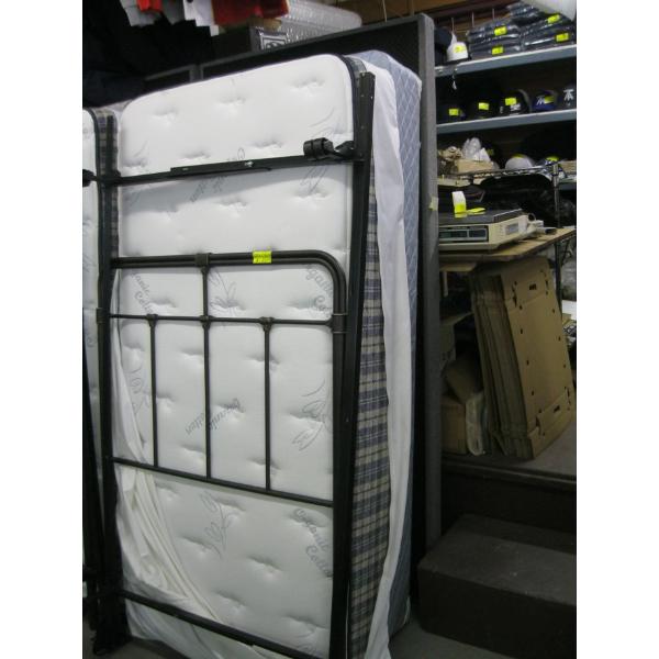 SINGLE BED - BOX SPRING/MATTRESS, HEADBOARD & ROLLER FRAME