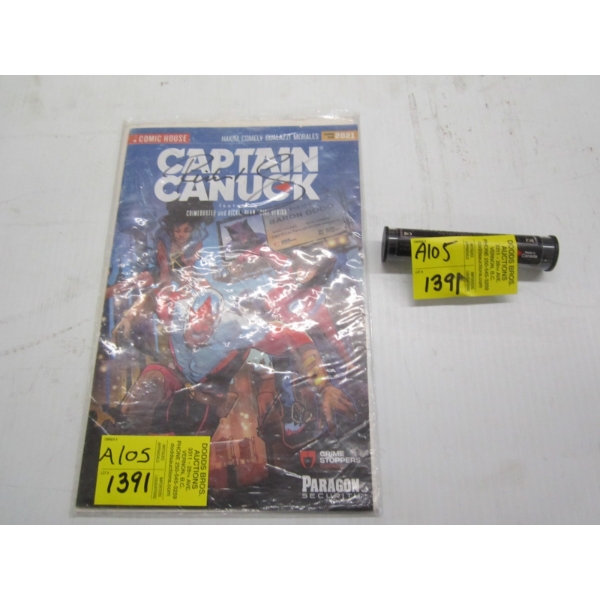 SIGNED CAPTAIN CANUCK COMIC BOOK & SM. TRIP BOLTS