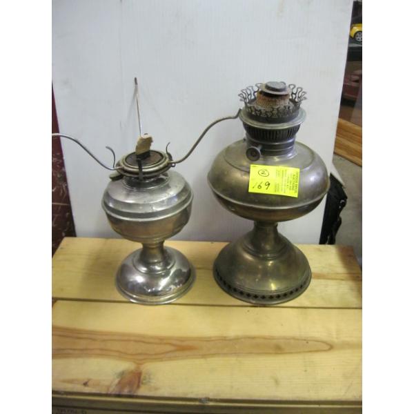 BRASS & SILVER COAL OIL LAMP BASES