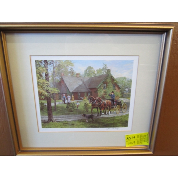 NUMBERED FRAMED PRINT OF HORSE & CARRIAGE
