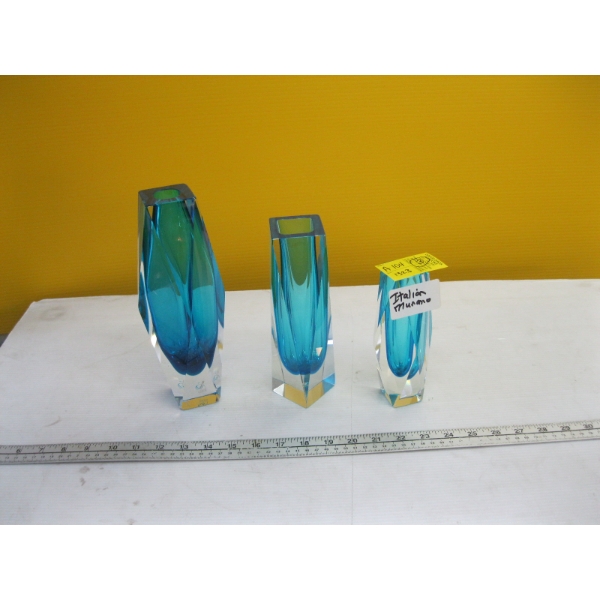 3 MCM MURANO GLASS VASES