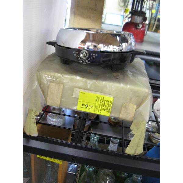 SMALL CHROME & BAKELITE HOTPLATE & A METAL HOTPLATE