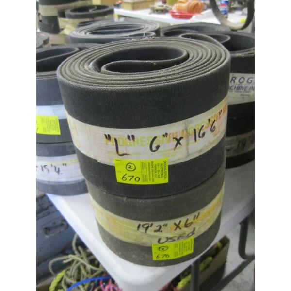 2 DRIVE BELTS - 6"X16'6" & 6"X19'2" (USED)