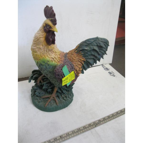 LG. CERAMIC ROOSTER STATUE