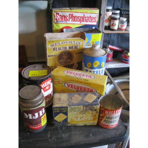 MISC. TINS, VELVEETA BOXES, ETC.