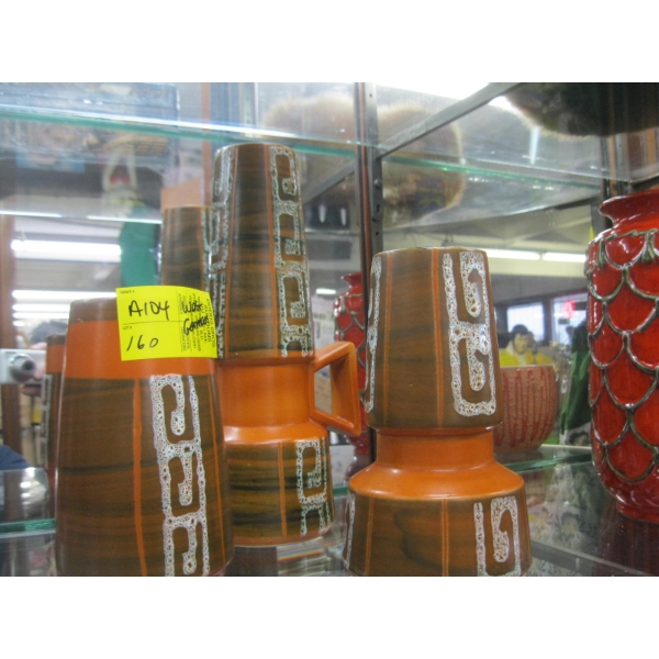 3 WEST GERMAN MATCHING MCM VASES