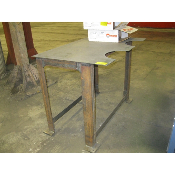 METAL TABLE W/BOTTLE CUTOUTS
