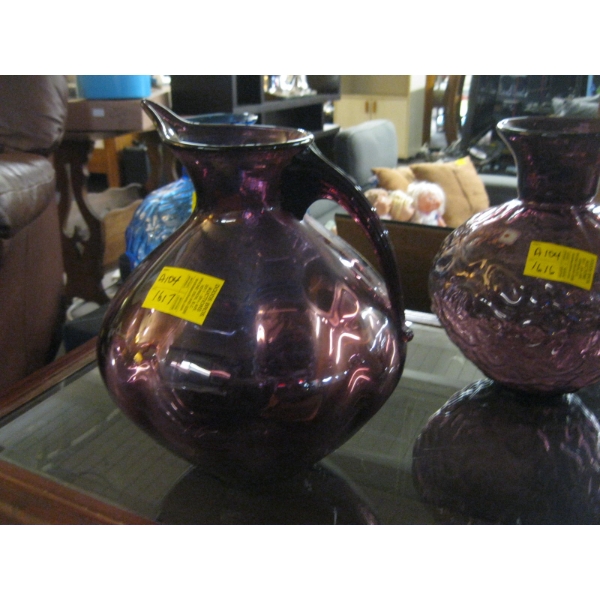 LG. BLENKO PURPLE GLASS JUG