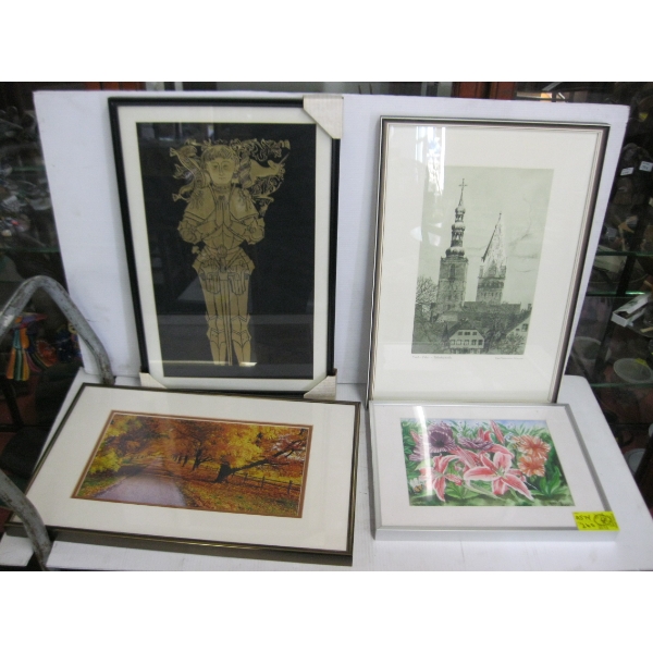 4 FRAMED PAINTINGS & PRINTS