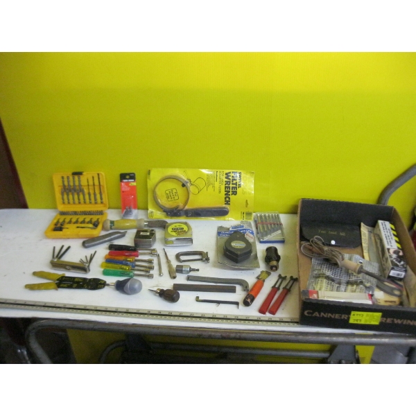MISC. CHALK LINE, SCREWDRIVERS, ALLEN KEY SET, ETC.