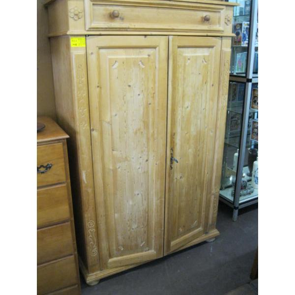 LG. PINE STORAGE CABINET W/UPPER DRAWER