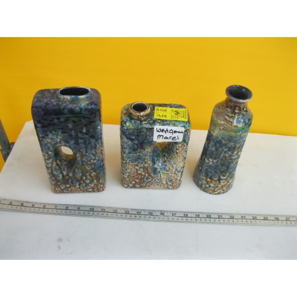 3 MCM WEST GERMAN POTTERY PIECES BY MAREI