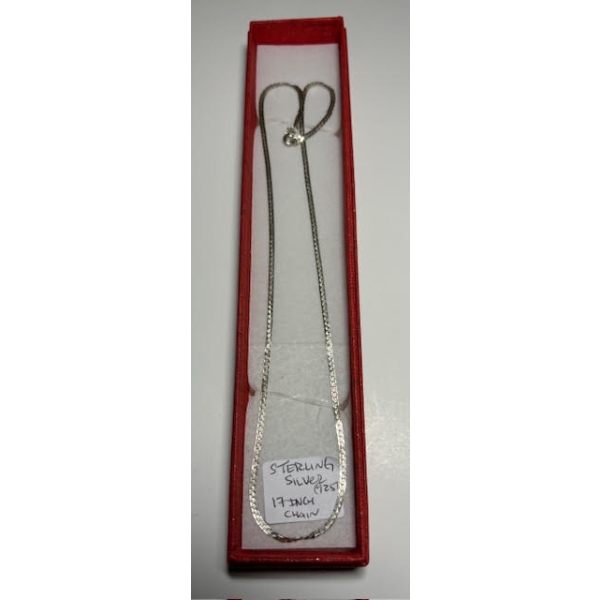 STERLING SILVER .925 NECKLACE, 17" CHAIN