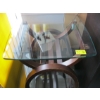 Image 2 : PAIR OF GLASS TOP WOOD BASED END TABLES