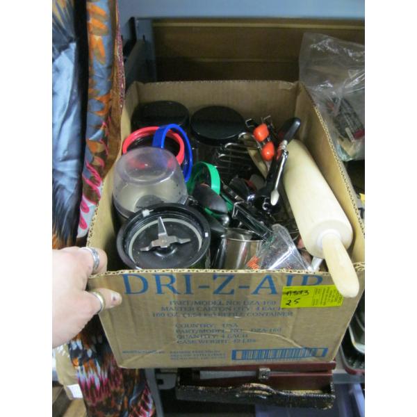MISC. MAGIC BULLET COFFEE GRINDER, MEASURING CUPS, ROLLING PIN, ETC.