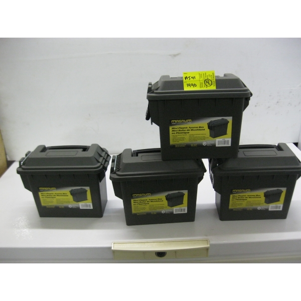 4 GREEN MINI PLASTIC AMMO BOXES
