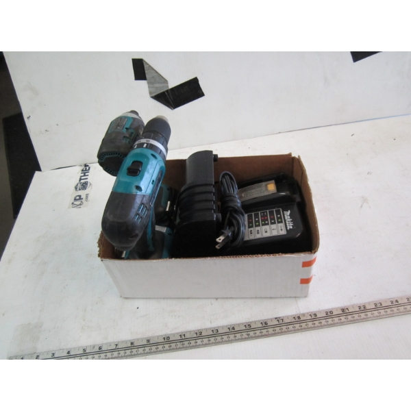 2 MAKITA DRILLS, 2 BATTERIES & 2 CHARGERS