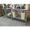 Image 1 : 30"X96" STAINLESS STEEL TABLE ON CASTORS W/LOWER SHELF & DRAWER