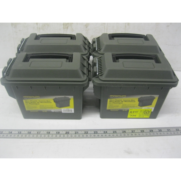 4 PLASTIC MINI AMMO BOXES