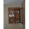 Image 2 : LEADED GLASS DOORED CABINET  W/KEY - MOUNTED ON WALL