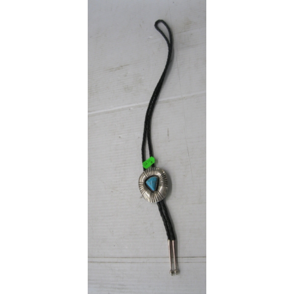 SILVER & TURQUOISE NAVAJO BOLO TIE