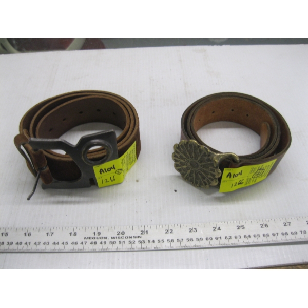2 LEATHER BELTS W/BUCKLES