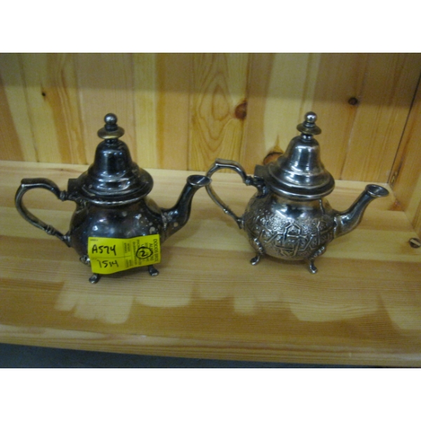 2 SMALL SILVER TEAPOTS
